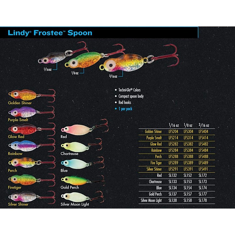 Lindy Techni-Glo Frostee Spoon - Blue - 1/8 oz