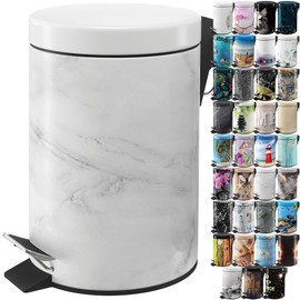 Sanilo Cosmetic Bin 3 L with Soft-Close Mechanism, Many New Bathroom Bins to Choose From, Waste Bin with Inner Container for Any Bathroom (Marble)