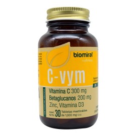 Biomiral C-vym Vitamina C Y D3 Betaglucanos Zinc 30 Ct Sabor Sin Sabor