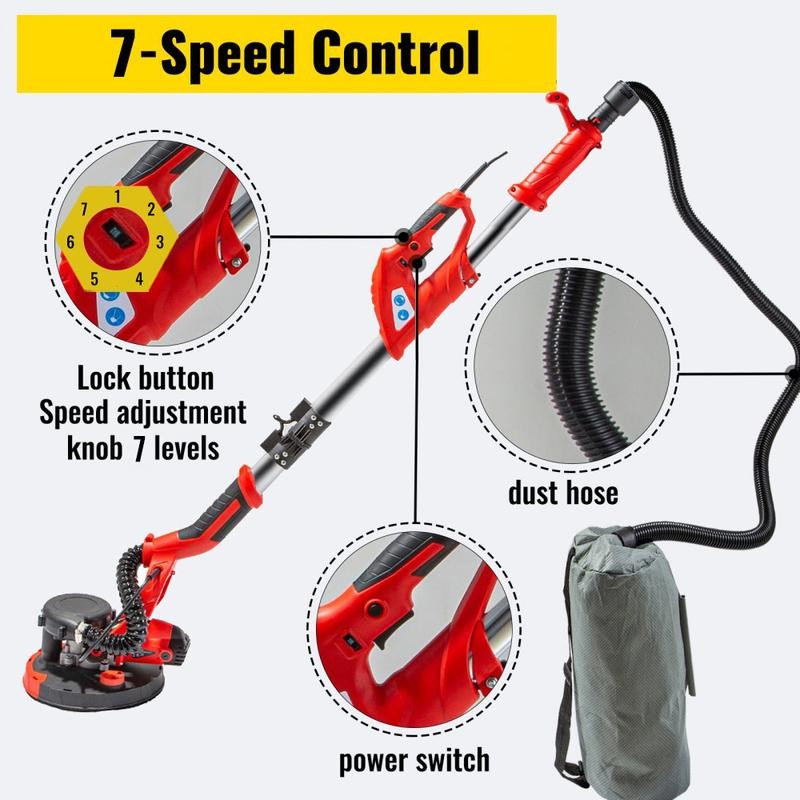 VEVOR Drywall Sander 850W Electric, Electric Sander Variable Speed 800-1750RPM,