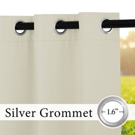 RYB HOME Outdoor Curtains Blackout - 2 Panels Outside Curtains Waterproof Thermal Insulating for Patio Porch Garage Garden Gazebo Universal Replacement Sidewall, W 52 x L 72 inch, Cream