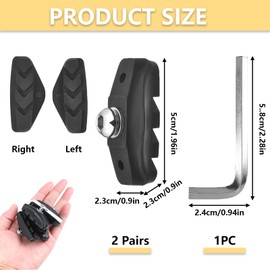 2 Pairs V Bike Brake Pads, 50 mm Bike Caliper Brake Blocks Set with Hex Nut Installation Tool, Universal Integral C Shaped Brake Shoes in Rubber No Noise for Road Bikes Mountain Bicycles (Black)