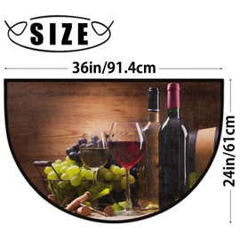 cfpolar Wine Half Round Door Mat, Farmhouse Red Wine Goblet Semicircle Doormat, Non Slip Soft Area Rug, 24 x 36 In
