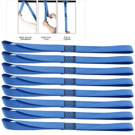 XSTRAP STANDARD Soft Loop Tie-Down Straps - 8PK 1-1/16 x 18 inches - 3600LB Breaking Strength, Loops for Securing Trailering of Bikes, ATV, UTV, Motorcycles, Scooters, Dirt Bikes, Lawn Equipment, Blue