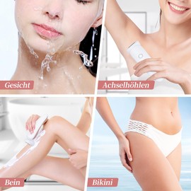 Henakmsl Elektrischer Rasierer für Frauen, 3-in-1 Damenrasierer Elektrisch für Achseln, Beine und Bikinizone, IPX7 Wasserdicht Nass- und Trockenrasierer mit LED Licht Schmerzlos Trocken Schmerzlos