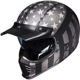ILM Vintage Full Face Motorcycle Helmets for Adults Men Inner Visor Compatible for Moped ATV Cruiser Scooter DOT ECE Model Z502(Patriotic Flag, L)