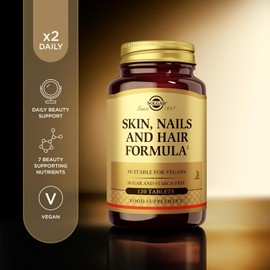 Solgar Skin, Nails and Hair, Improved MSM Formula, To Help Build Collagen With Vitamin C, Vegan, Light Brown, Pack of 120, 310 g