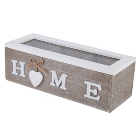 Organizador Caja para Bolsas de Té con Tapa,Caja de almacenamiento organizadora de joyas con bolsitas de té y contenedor de escritorio (tres compartimentos)