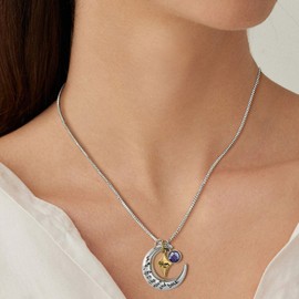 POWER WING Birthday Gifts for Mom February Birthstone Necklaces for Mother I Love You to the Moon and Back Necklace