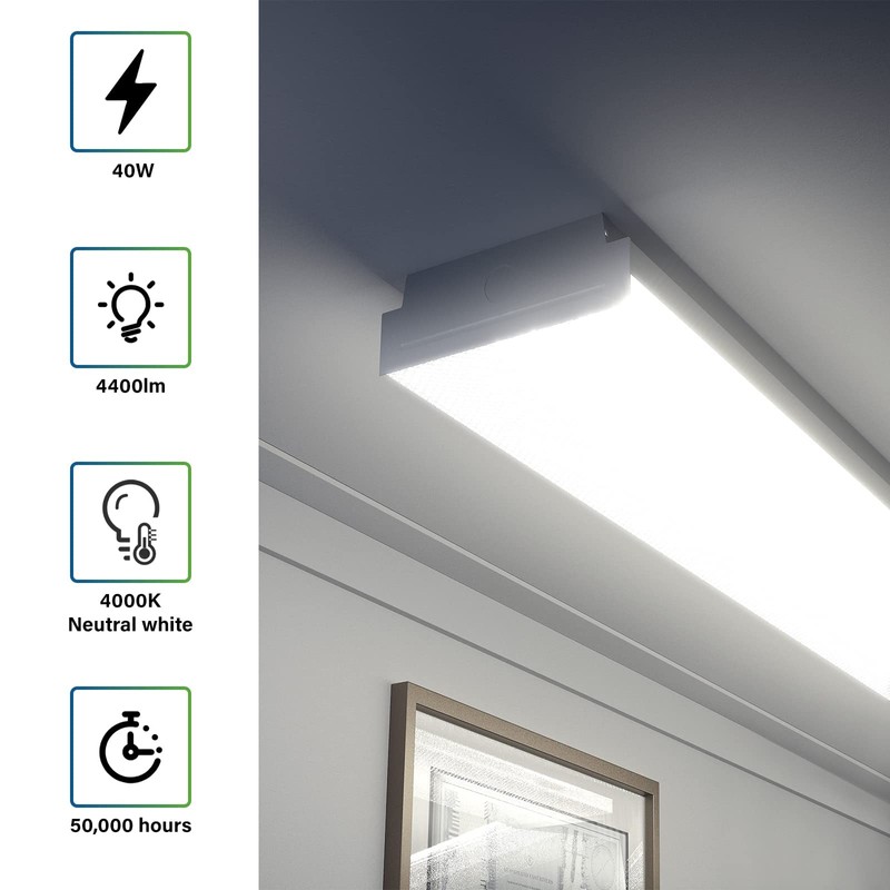 ANTLUX 4FT LED Wraparound 40W Shop Lights for Garage, 4400lm,
