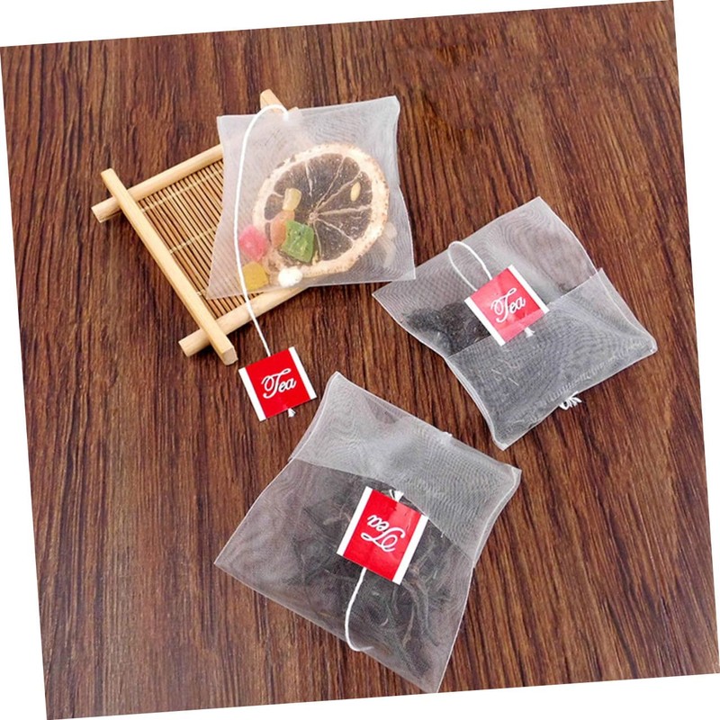 ABOOFAN 100pcs Nylon Tea Filter Bags Drawstring Reusable Loose Leaf