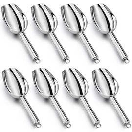 LIANYU Mini Ice Scoop Set of 8, 3 Ounce Stainless Steel Scoop, Small Metal Food Scoops for Candy Flour Sugar, Utility Scoop for Canisters Kitchen Bar, Mirror Finish, Dishwasher Safe