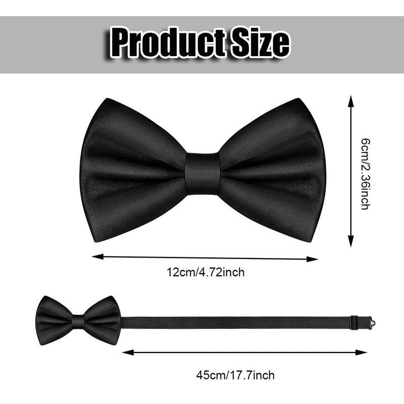HUIQIHANG Men's Bow Tie, Adjustable bowtie, Classic Solid Color Pre-Tied
