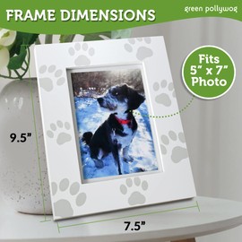 Green Pollywog | Screen-printed Paw Print Design Picture Frame | Fits 5” x 7” Photo | Dog or Cat Frame for Pictures | Dog/Cat Mom or Dad Frame | Hand-Finished Pinewood Frame