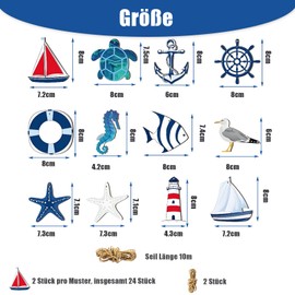 26 Stück Deko Maritim Set, Fischernetz Deko, Fischernetzen Schiffen Segeln Passend für Wohnzimmer Badezimmer Küche Schlafzimmer Passend für Meeresliebhaber und Maritim Design Fans