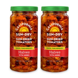 Sun-Dried Tomatoes in Oil, 8.5oz (Pack of 2) Halves with Herbs by CALIFORNIA SUN DRY | Gluten-Free and Antioxidant Rich