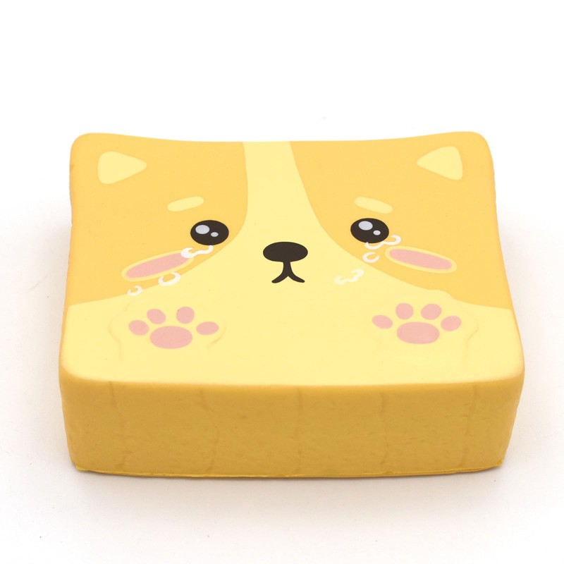 Kiibru 柴犬トースト ネバネバ スクイーズ 低反発 ストレス解消グッズ 子供の玩具 食物おもちゃ(泣く)