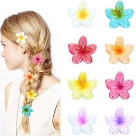 Pack of 8 Plastic Flower Hair Clips Small, 4 cm Hair Clip Flowers Hawaii Hair Clips Women's Matte Non-Slip Hair Clip Cute Hair Accessories Flowers for Everyday Party Wedding Beach Party Pool Holiday