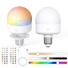 SIXDEFLY 2-Pack Rechargeable LED Light Bulbs（E26）， 350LM Dimmable, 15 Color