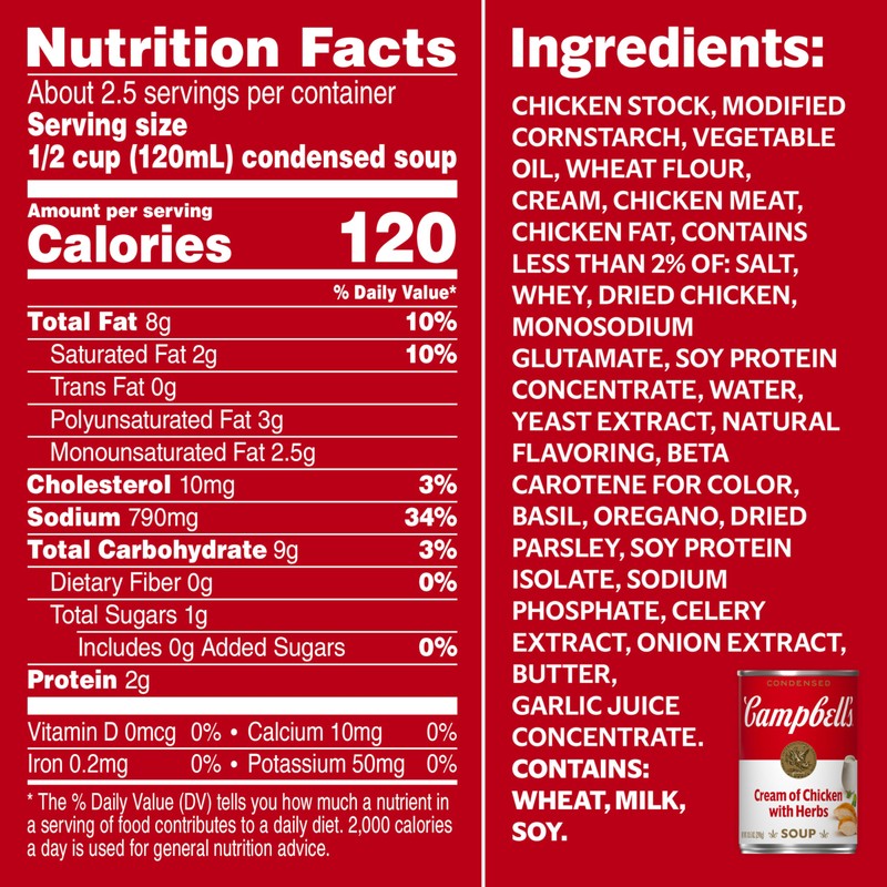 Campbell's Condensed Cream of Chicken Soup With Herbs, 10.5 oz