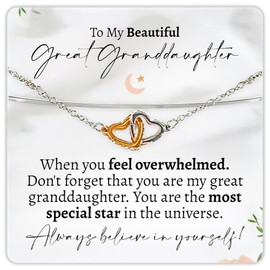 Love You This Much Sentimental To My Great Granddaughter Interlocking Hearts Bracelet (Double Hearts Bracelet, Great Granddaughter)