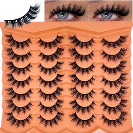 SISIYDY Mink Eye Lashes Wispy False Lash Strips Faux Mink Eyelashes C Curl 3D Cateye Strip Lashes 18mm Long Fake Eyelashes Multipack Pack YH215
