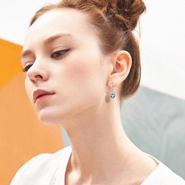 Cat Earrings in Silver 925 Stud Earrings with Birthstone, Girls’ Cat Stud Crystal Jewellery, Cats Gifts for Children, Women, Sterling Silver