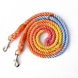 Tesitehi Multifunctional Rope Dog Leash 7.5 FT with Adjustable Double Swivel Hook Hands Free for Small Medium and Large Dogs Running Hiking Camping Walking (Colorful Rainbow)