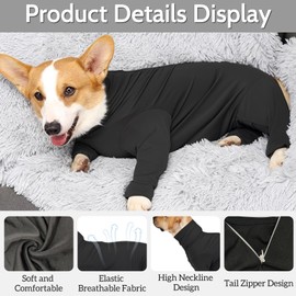 Hamiledyi Dog Onesie Anti-Licking Dog Bodysuit Spay Surgical Recovery Suit for Dogs Pet Cone Alternative After Surgery Full Body Dog Shedding Suit for Female Male Neuter Dogs Claming Pajamas (S)