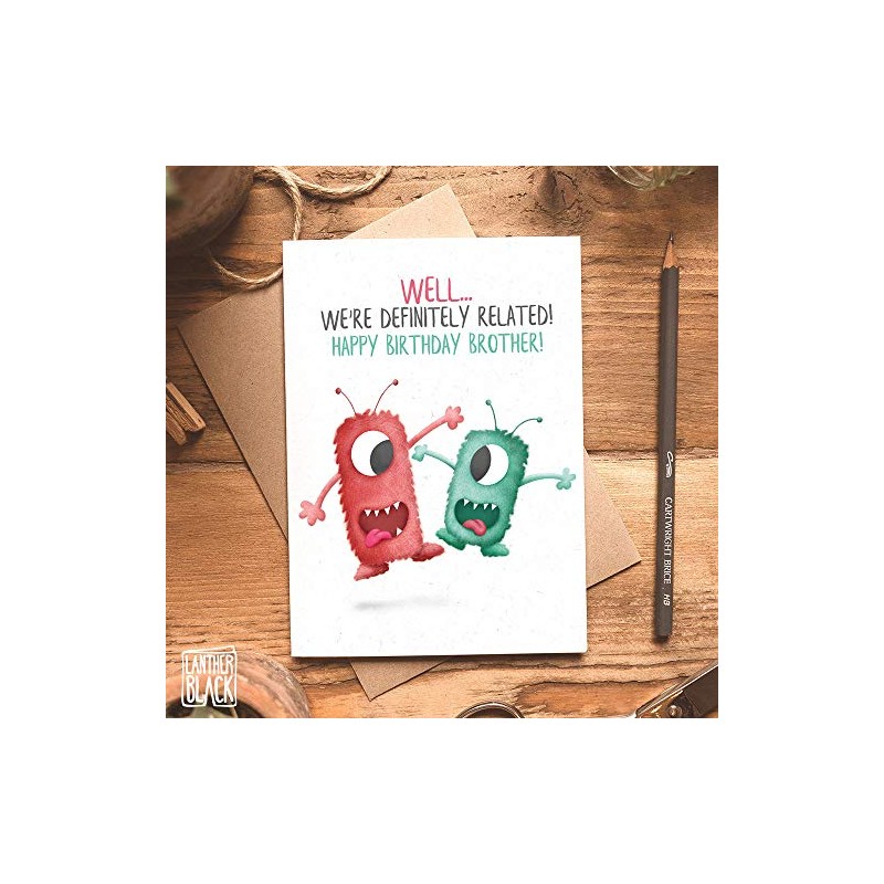 Funny Brother Birthday card, Happy Birthday Brother, Cute crazy monsters,