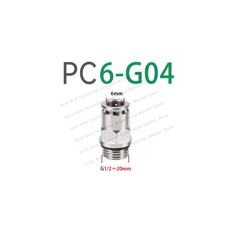 5-Pack PC-G Nickel-Plated Brass Pneumatic Push-to-Connect Fittings, 4–12 mm Tube,