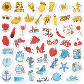 RipDesigns Carefree Bee RipDesigns Series 15 - Pack of 50 Vinyl Stickers - Red Yellow Blue