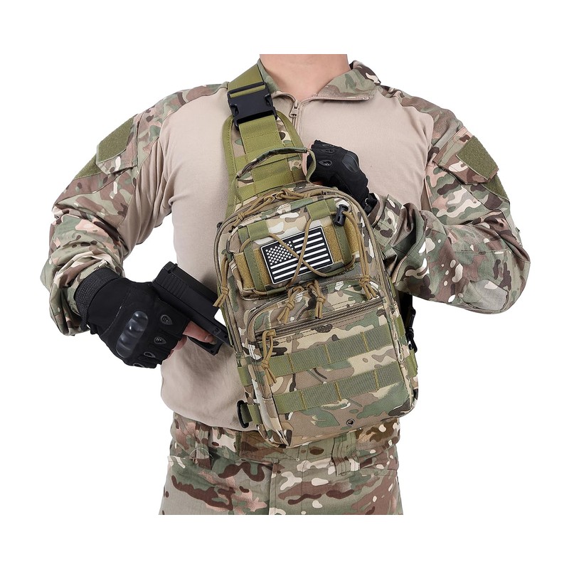 HPDF Tactical Sling Backpack Military Crossbody Bag Pack for Mens