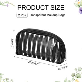 PATIKIL 2 Pcs Clear Makeup Cosmetic Bag, 8.6"x4.7"x2.3" Transparent PVC Travel Toiletry Bag Waterproof Vinyl Organizer Makeup Pouch with Zipper for Women Men Airport Airline, Black