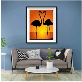 Xiyuekissu Diamond Art Kits,A Tropical Couple of Summer Flamingo in Beach Paint by Numbers for Adults with 5D Diamond Art, Perfect for Home Decoration