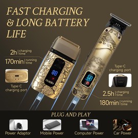 Men's Electric Head Shaver, Foil Shaver for Bald Men, Men's Hair and Beard Trimmer Grooming Kit, Facial Hair Remover, Cordless, Barber Hair Clipper, Best Gift for Father's Day