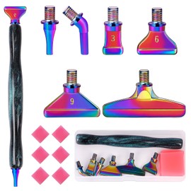 papasgix 14Pcs DIAMOND PAINTING Pens Kits, Glitter Diamond Art Metal Drill Pen Tips with Multi Replacement Pen Heads, 5D DIAMOND PAINTING Accessories Tools for DIY Craft Crystal(Green Colour)