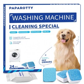 Washing Machine Cleaner Tablets - 24 Pack (12 Month Supply) | HE Compatible for Top & Front Load Washers | Pet-Safe Formula Eliminates Odors, Lint & Detergent Buildup