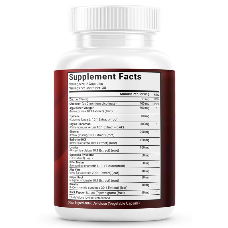 Ceylon Cinnamon, Turmeric, ACV, Ginseng, Aloe Vera, Berberine Plus Banaba,