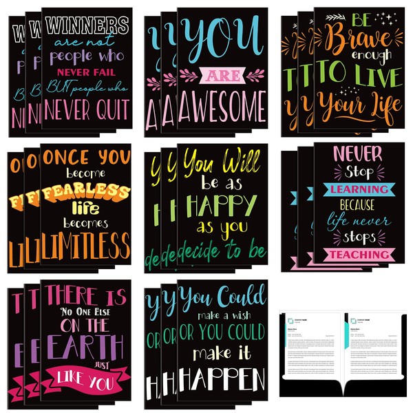 Engrowtic 24 Pack Paper Inspirational Folders Motivational Letter Size 2