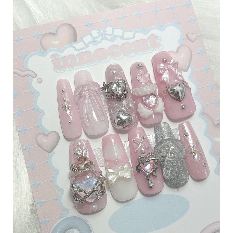 Princess Diary Hime Gyaru Handmade Nail Tips - Short Nose