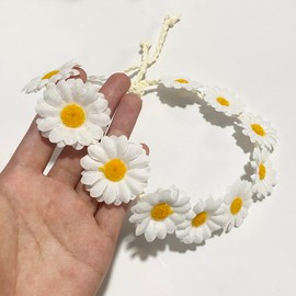 zYoung Sunflower Crown Hippies Daisy Hair Wreath Bridal Headpiece Photo Props (White)