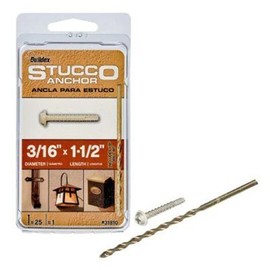 ITW Brands 31810 3/16" x 1-1/2", Steel, Round Head, Phillips Stucco Anchor, Zinc