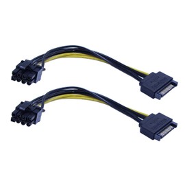 zdyCGTime 2 Pack 15-Pin SATA Male to 8 Pin (6+2 Pin) PCI-Express Female Video Card Power Adapter Cable (6+2Pin) 8 Pin PCI-E Female to Male SATA for Graphic Cable (20CM/8inch)