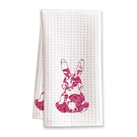 BONETAT Guess What? Bunny Butt Easter Bunny Easter Towels, Gifts for Women Bathroom Decor,Chinoiserie Floral for Kitchen Towels -C05