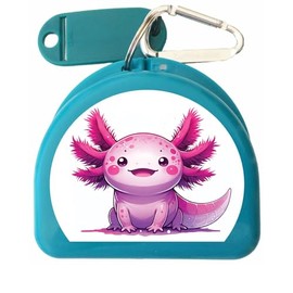 Zumoe Axolotl Retainer and Mouthguard Case with Carabiner, Durable Mouthguard Case for Sports, Teeth Aligner Retainer Holder for Travel and Protection, Ideal for Secure Storage - Aqua