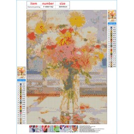 LEADINTOP Diamond Art Flower Square Beads, 11.8 x 15.7 inches (30 x 40 cm), Colorful Square Beads, Diamond Painting, Square Art Set, Bead Art, Mosaic Art, Popular, Cute, Present, Kids, Adults,