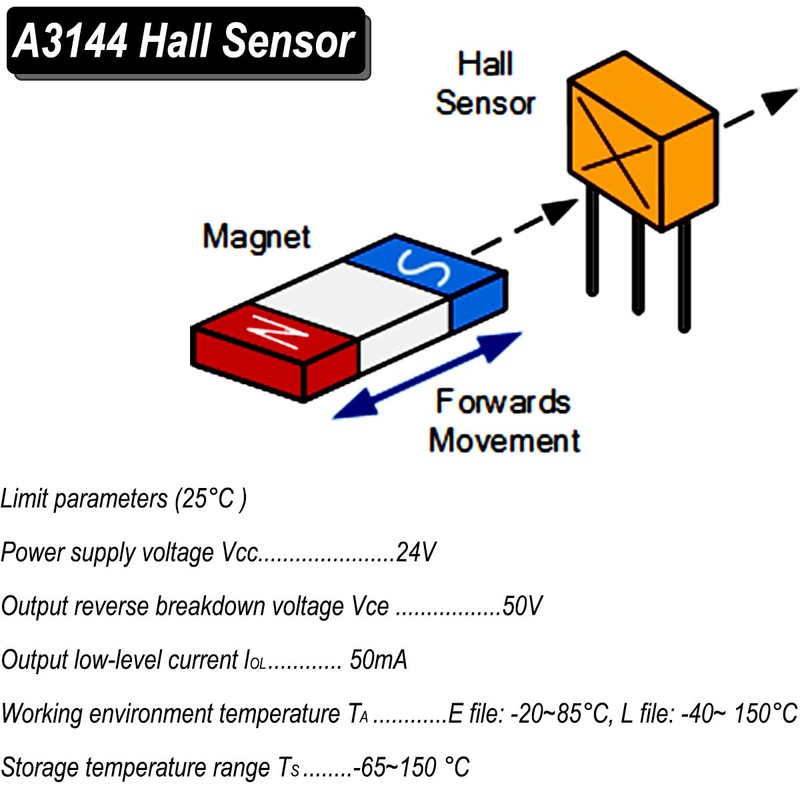 DAOKAI A3144 3144E OH3144E Hall Effect Sensor Magnetic Detector Switch