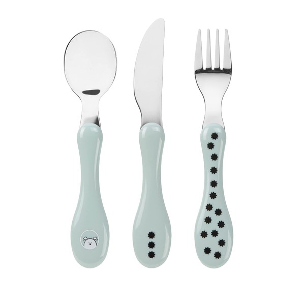 LÄSSIG Children's Cutlery Set 3 Pieces Spoon Fork Knife Stainless Steel Plastic Handle / Cutlery 3 Pieces Little Chums Dog