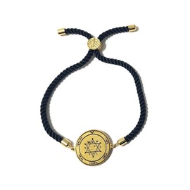 Second Pentacle of Jupiter + 72 names of God kabbalah King Solomon seal Coin Bracelet Black